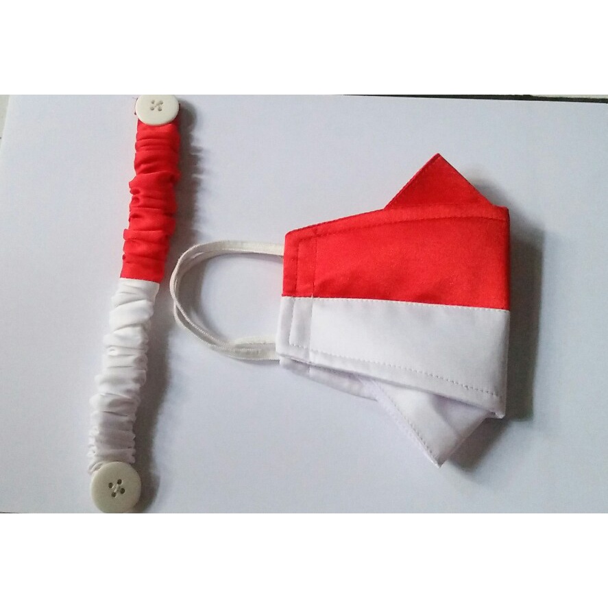 MASKER KAIN MERAH PUTIH 3FLY HIJAB/ NON HIJAB