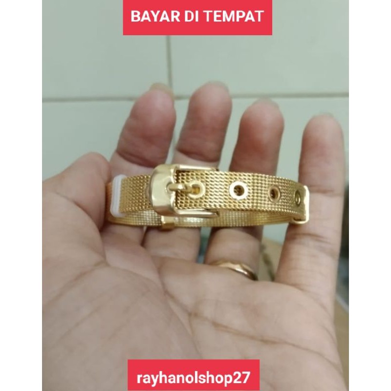 GELANG TANGAN WANITA TITANIUM ASLI MOTIF PILIHAN ANTI KARAT LAPIS EMAS