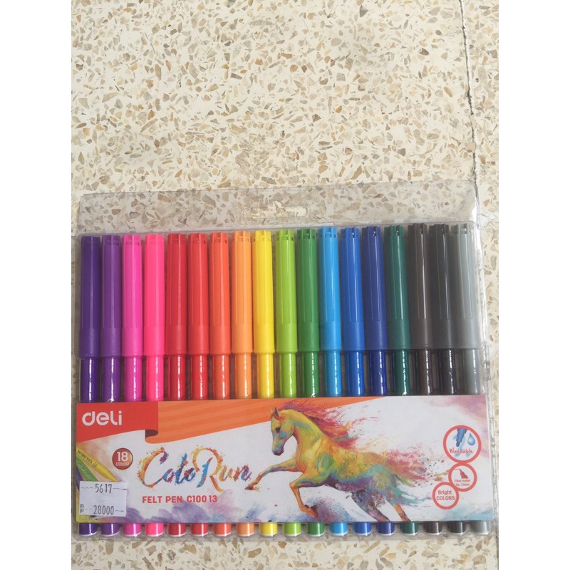 

SPIDOL WARNA DELI - FELT PEN DAPAT DICUCI 1,0MM 12/18 WARNA