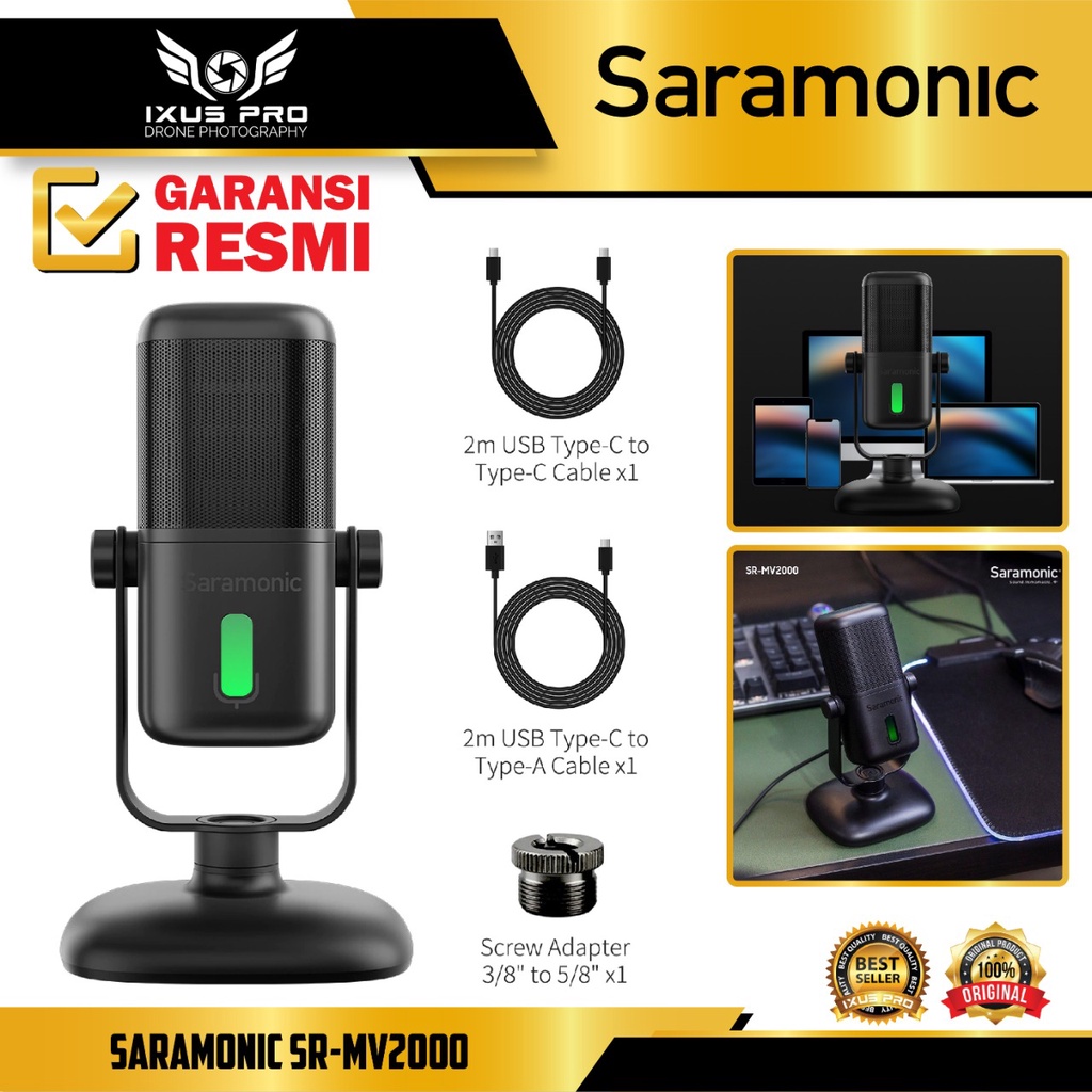 Saramonic SR-MV2000 USB Microphone / SR MV 2000 Mic USB Multicolor LED