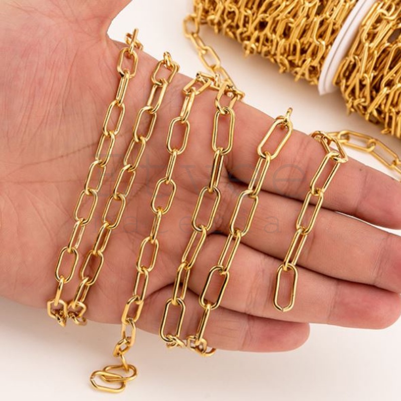 (METERAN) open long cross chain stainless steel rantai kalung gelang titanium stainless steel anti k