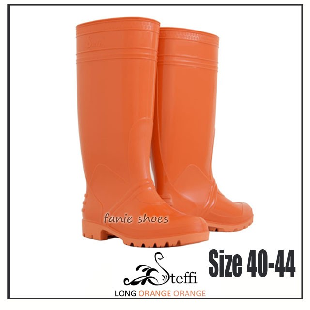 Steffi Boots Karet Oranye / Orange 40-44 / Sepatu Karet Tahan Air / Proyek / Kebun / Sepatu APD