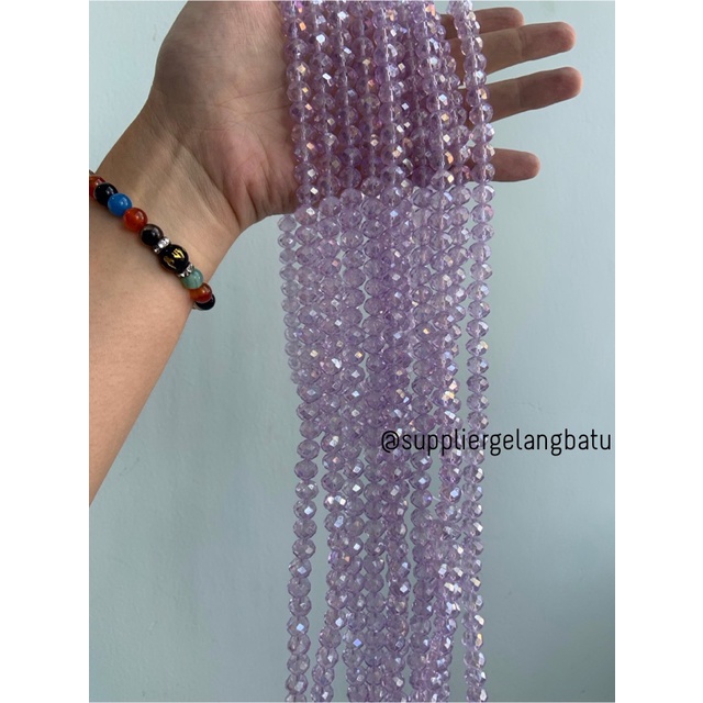 Crystal Ceko 10mm PURPLE QUARTZ ungu bening manik bakpao rondele craft