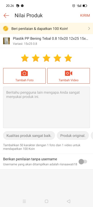 Plastik Pp Bening Tebal 0.8 10x20 12x25 15x25 15x30 18x35 20x35/10x20 12x25 15x25 15x30 18x35 20x35