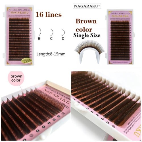 NAGARAKU BROWN PREMIUM LASHES MURAH SINGGLE SIZE EYELASH EXTENSION