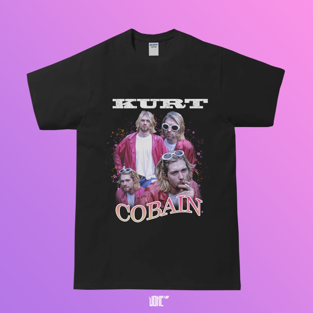 Kaos KURT COBAIN - NIRVANA VINTAGE T-SHIRT HOMAGE TEE Tag Gildan Softstyle Build Up Unisex