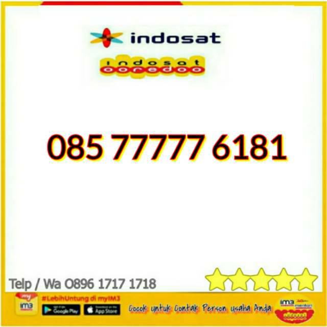 NOMOR CANTIK INDOSAT IM3 4G O85 77777 6181