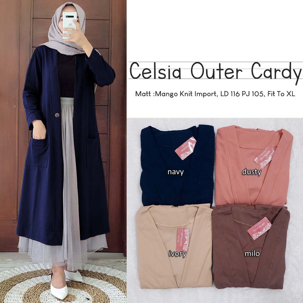 Outer Cardigan Wanita Celsia Mango Knit Import Tebal Nyaman di Pakai Fashion Muslim Hijab Cardy-CELSIA OUTER NAVY