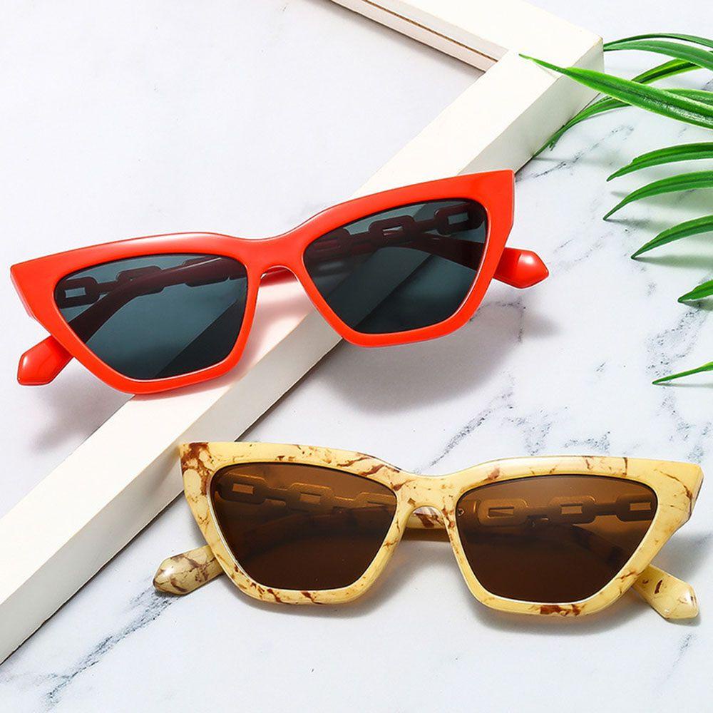 [Elegan] Cat Eye Sunglasses Fashion Klasik Retro Perlindungan Kacamata Perempuan Korea Anti Radiasi Kaca Rantai Logam Kacamata Wanita Kacamata