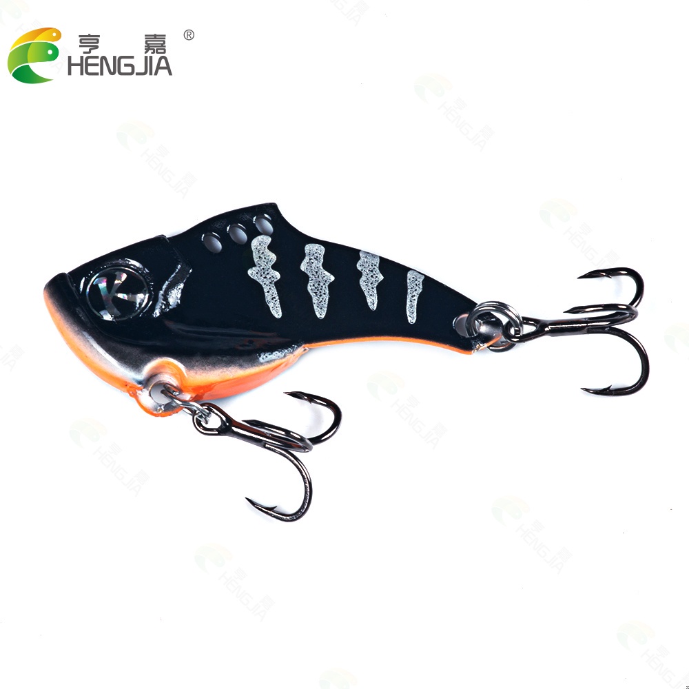 Hengjia 5PCS / Kantong Umpan Pancing VIB Bentuk Ikan Mata 3D 3.9cm 9g Dengan Kail Treble