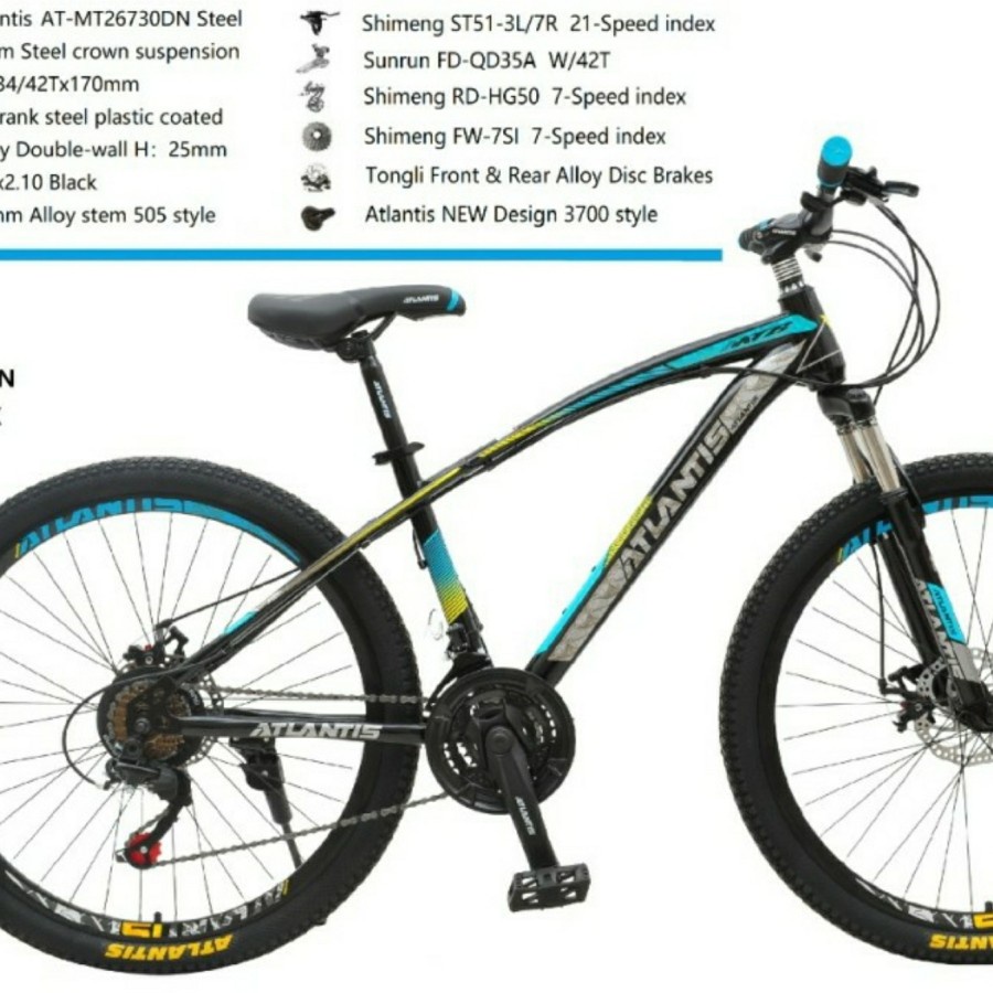 MTB 26 inch Sepeda Gunung Atlantis AT 730 Discbrake 21speed