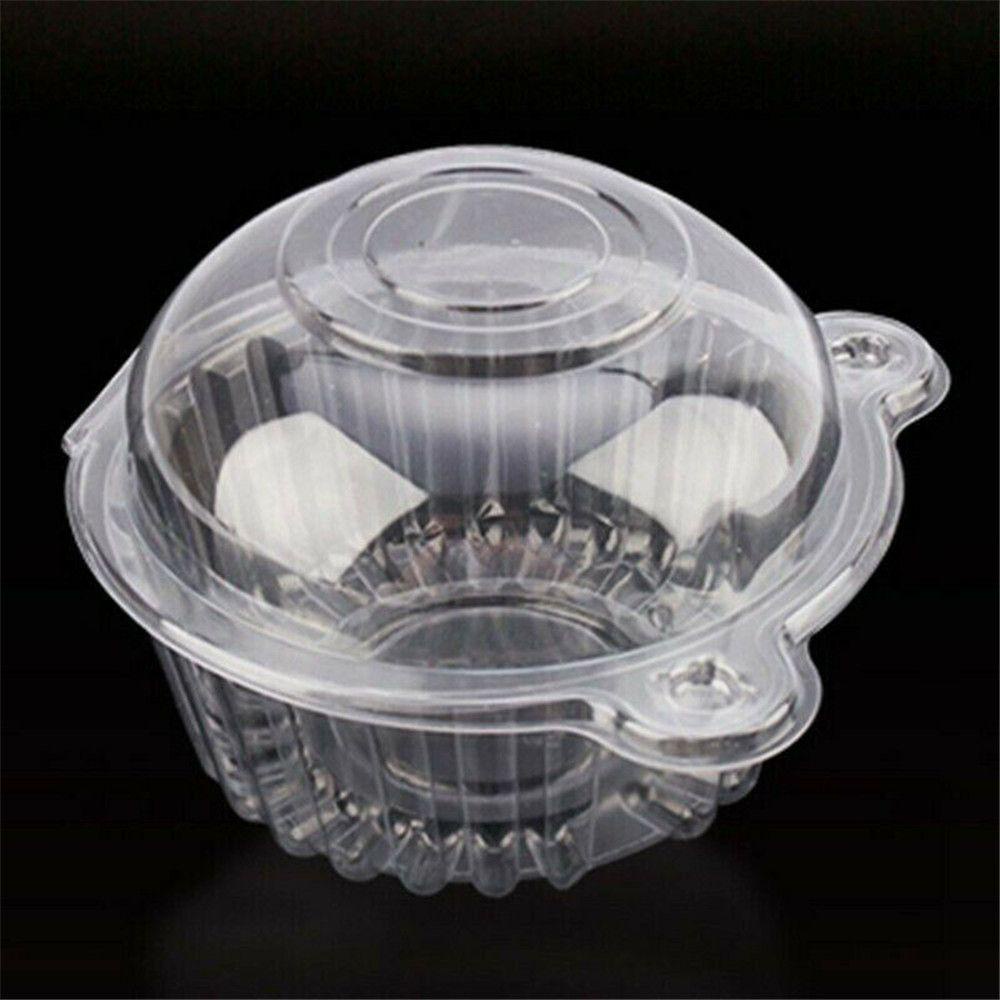 Solighter 50pcs Plastik Cupcake Dapur Sekali Pakai Transparan Dessert Cups Cases Set