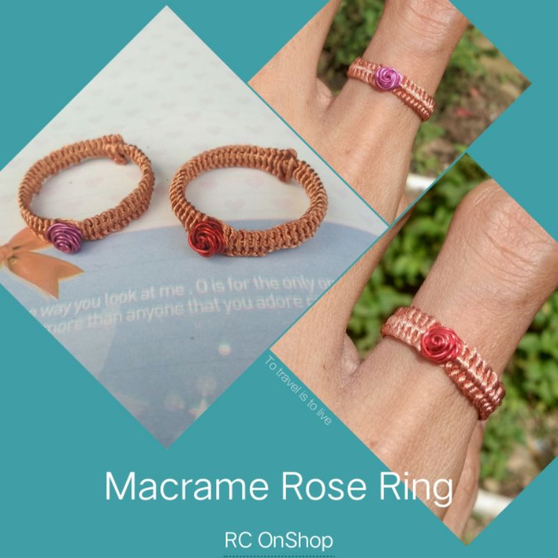 Macrame Rose Ring Cincin Rose Makerame Kawat Tembaga