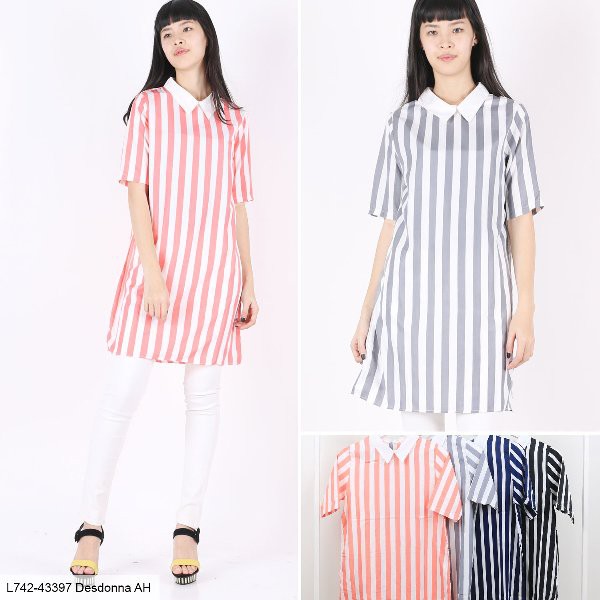 Promo Blouise Tunic Motif Garis