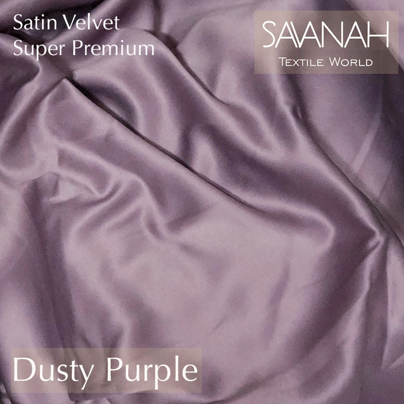 1 meter Kain Satin Velvet SUPER PREMIUM / Sateen Velvet Premium Dress hijab Gamis PASTEL-Dusty Purple