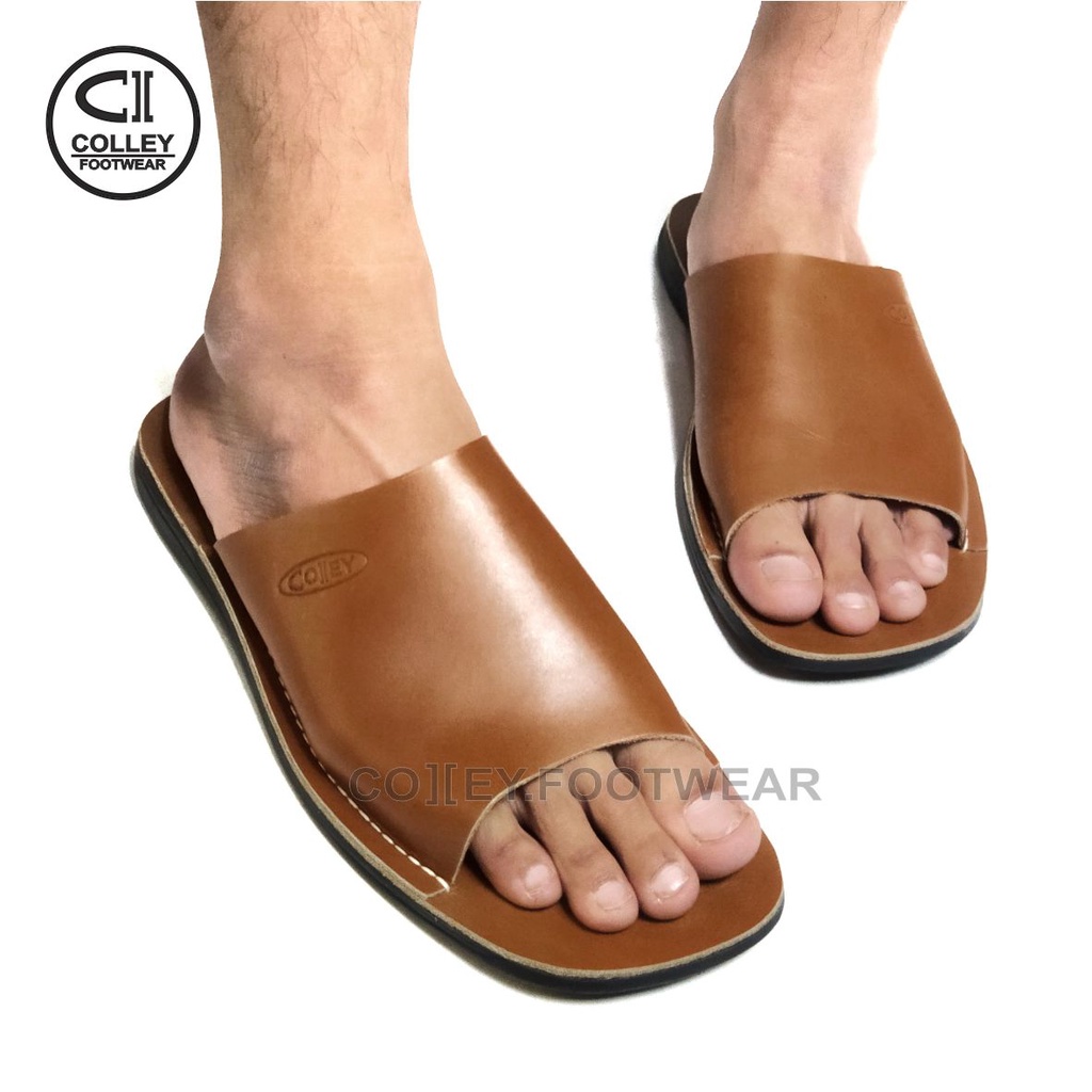 COD - SANDAL TAN FULL KULIT ASLI 100% / SANDAL KASUAL PRIA COLLEY / TAN CLY-SB1-039