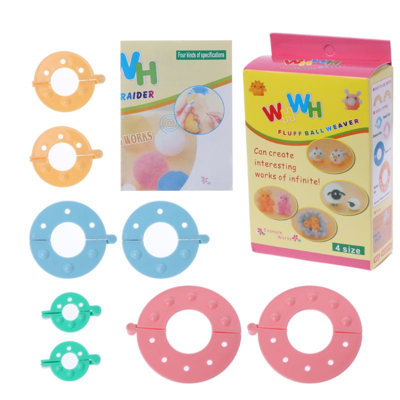 Alat Membuat PomPom Bola Benang - POMPOM MAKER - WHWH FLUFF BALL WEAVER 4 sizes