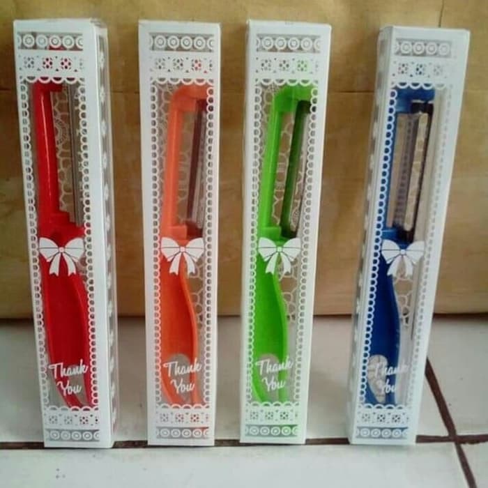 Jual Souvenir 50 Pcs Pengupas Pisau Buah Kemasan Mika Sovenir Hadiah Pernikahan Serutan Piler 7046