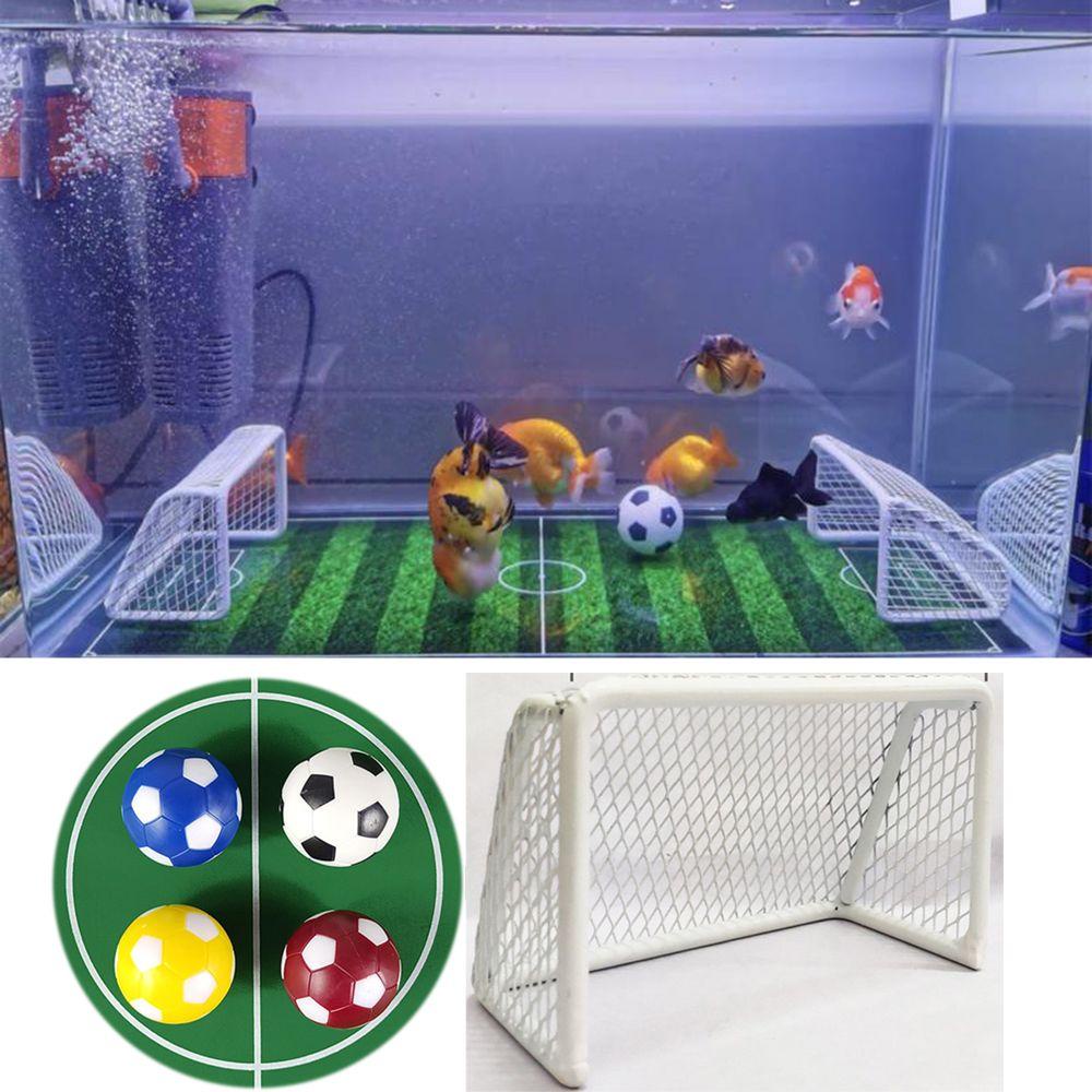 Solighter Fish Tank Landscaping Tahan Aus Frame Mainan Football Goal Bola Tenggelam Meja Sepak Bola