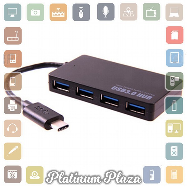 USB Type C to USB 3.0 Hub Adapter 4 Port - Black`60S36E-