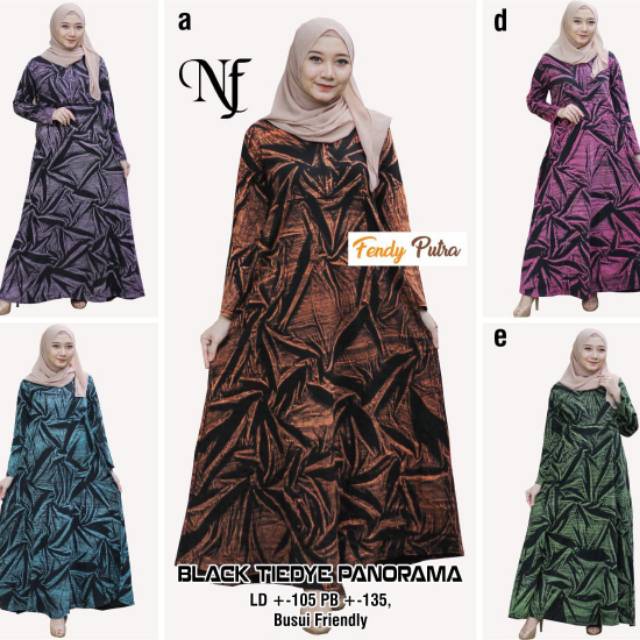 Gamis maxy dress kaos kombed tebal warna hitam untuk akhwat muslimah