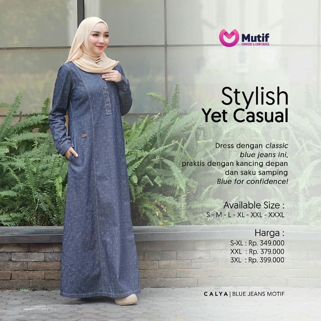 GAMIS TERBARU 2021 MUTIF CALYA BLUE JEANS (BISA COD)