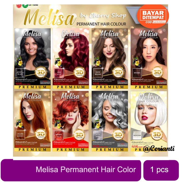 MELISA PERMANENT HAIR COLOR 3D 30ML | CAT RAMBUT | SEMIR RAMBUT By Tokyo Night_Cerianti