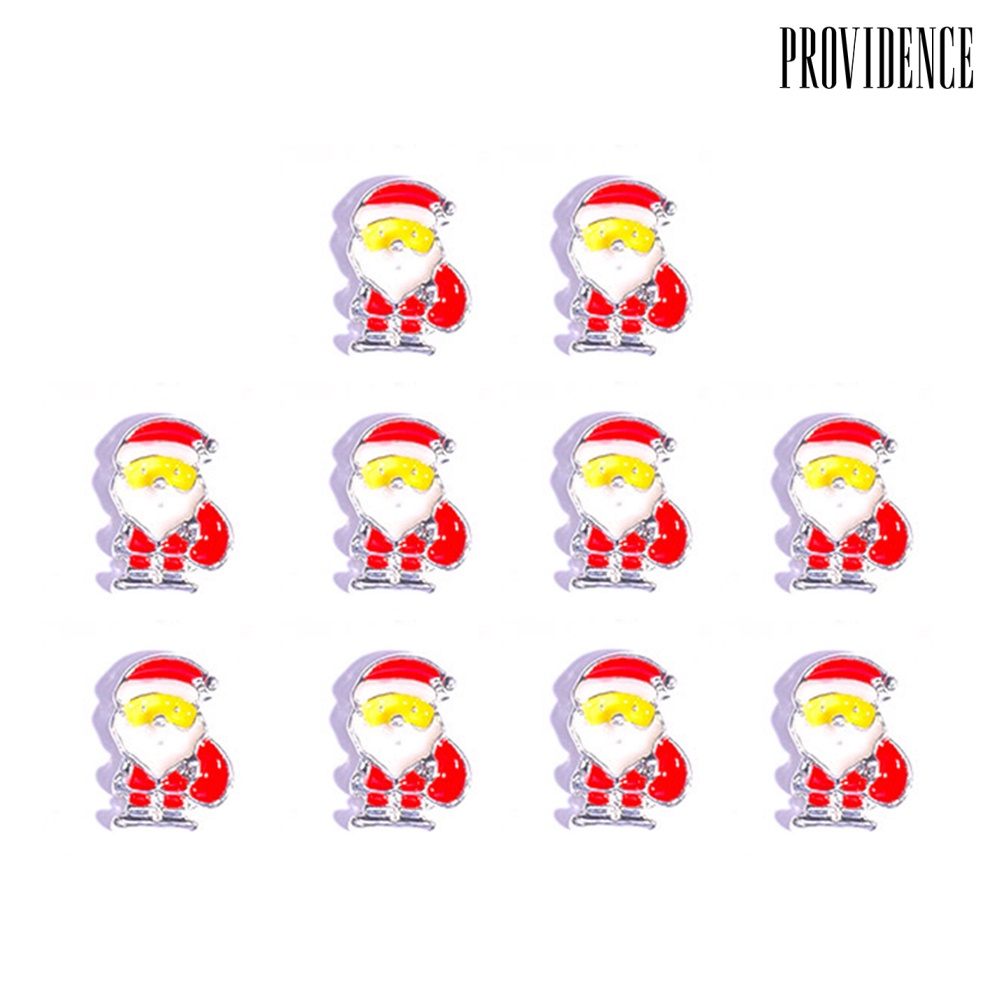 Providence 10pcs Christmas Santa Snowman Alloy Rhinestone Nail Art Stickers Manicure Decor