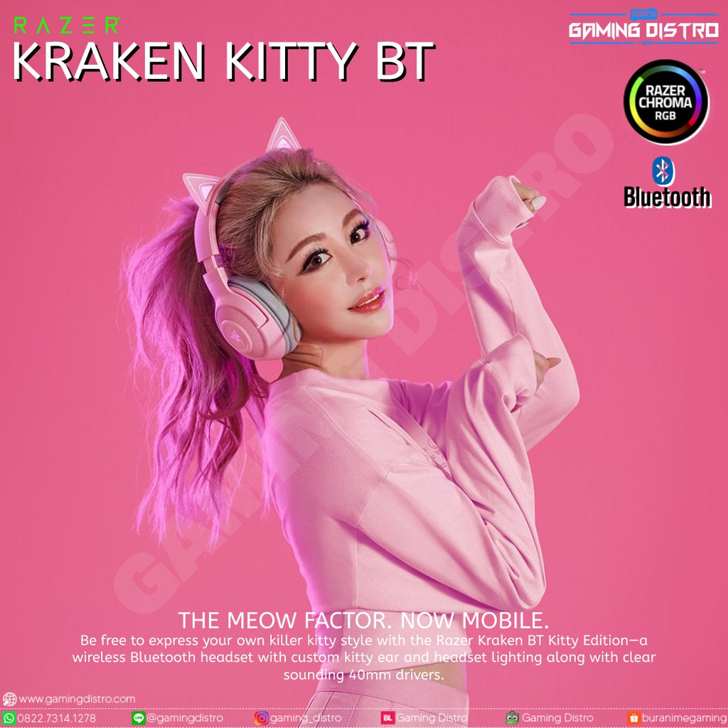 Headset Gaming Razer Kraken BT Kitty Edition with RGB Chroma