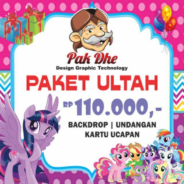 Paket Undangan Ulang Tahun Anak Karakter Little Pony Banner Undangan Utk Shopee Indonesia