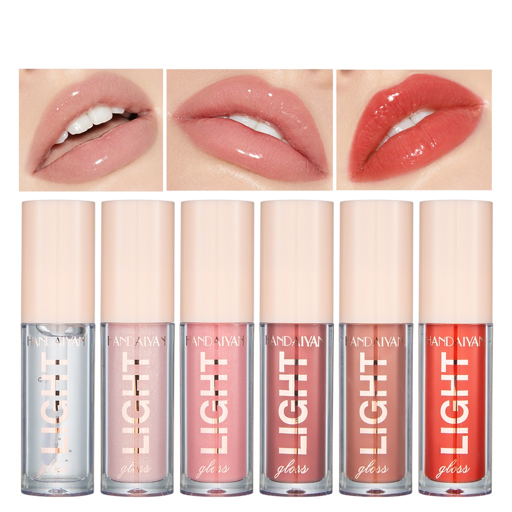 【Baru】Handaiyan 12Colors Mirror Lip Gloss Natural Moisturizing Waterproof Velvet Lip Glosses Non-sticky Lip Makeup