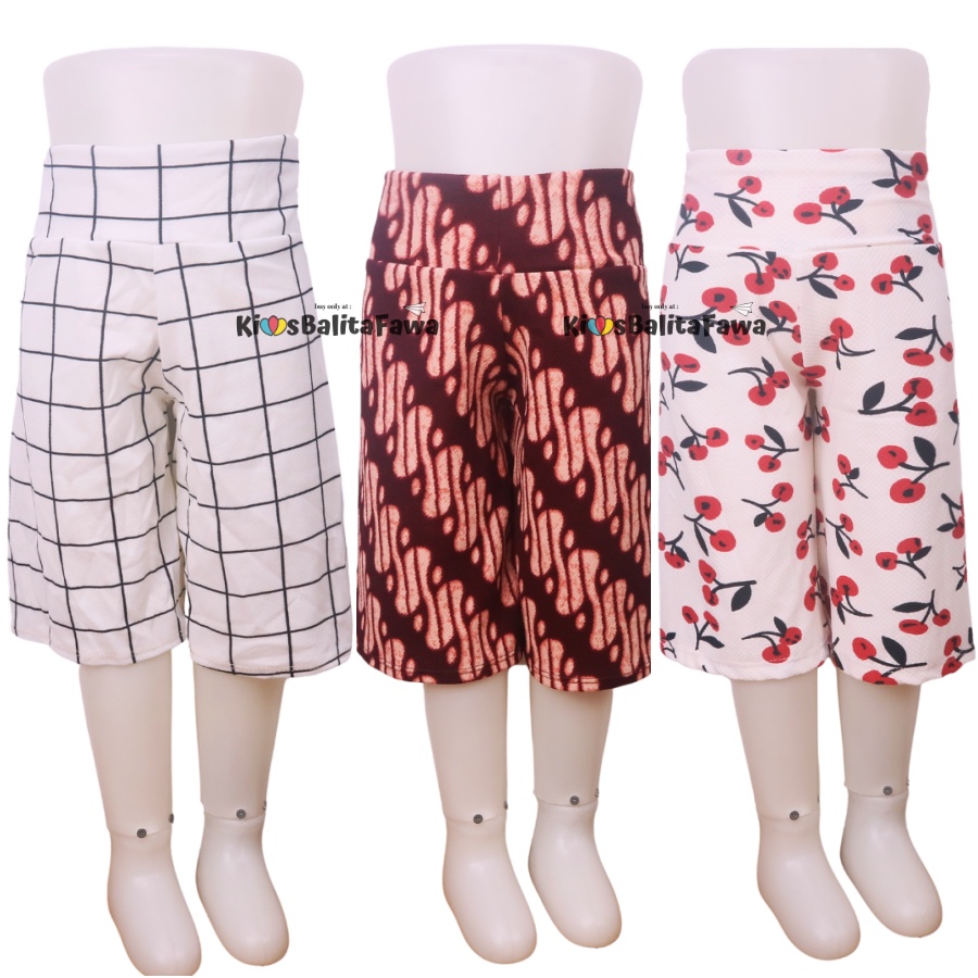 Kulot Motif uk 1-2 Tahun / Celana 3per4 Anak Perempuan Murah Celana Pendek Skirt Pants Adem Kulot