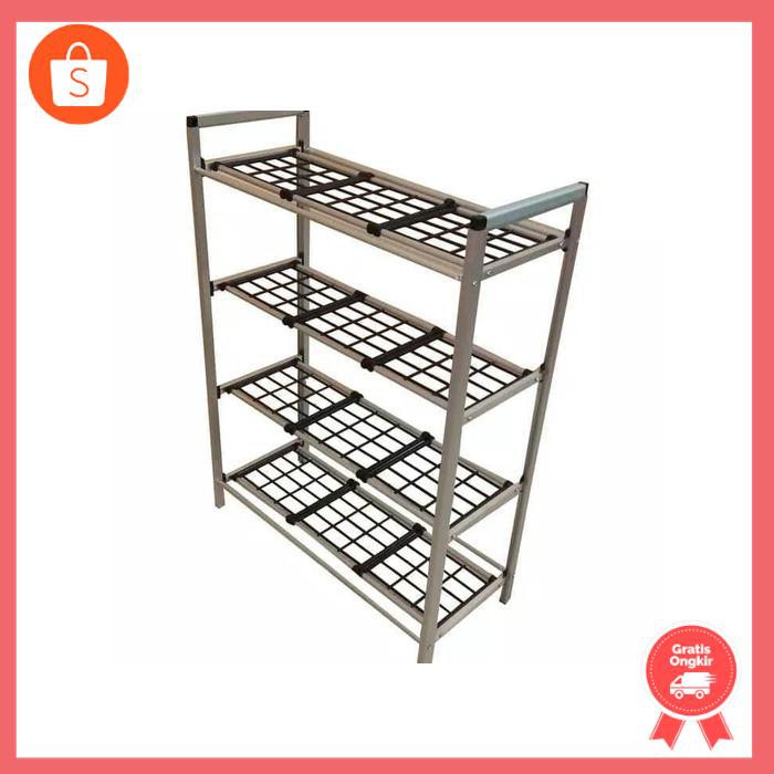Rak Sepatu aluminium 4Susun / Rak serbaguna