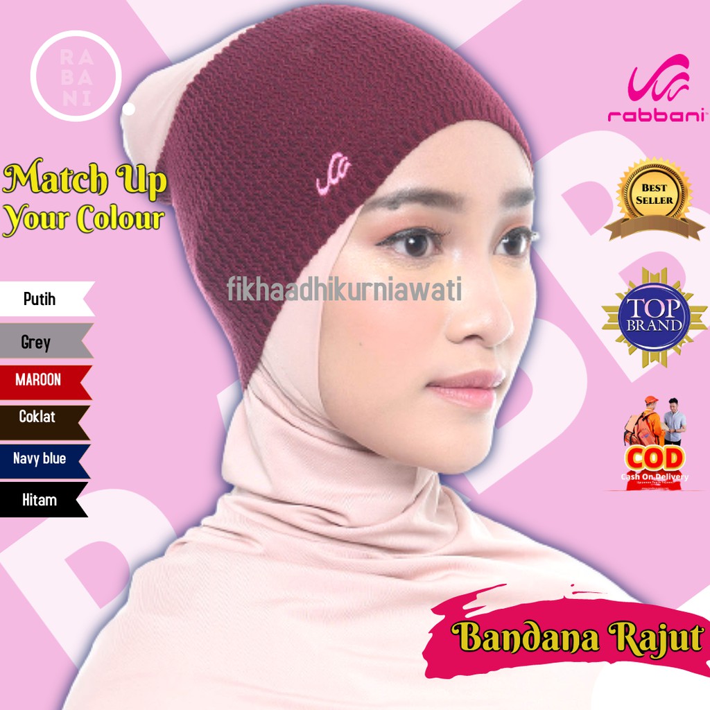 Rabbani Ciput Iket Bandana Rajut Anti Pusing Warna Hitam Dongker Coklat kunyit Mustard Army Biru