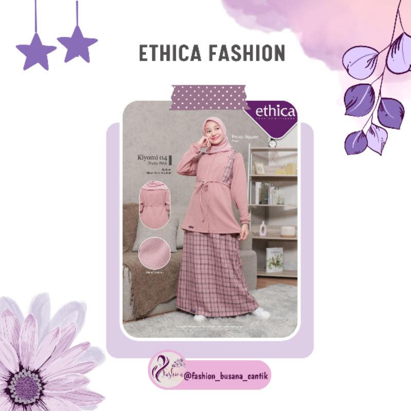 Ethica Fashion Kiyomi 04 Setelan Anak Perempuan Atasan Tunik dan Bawahan Rok Bahan Linen Model Casua