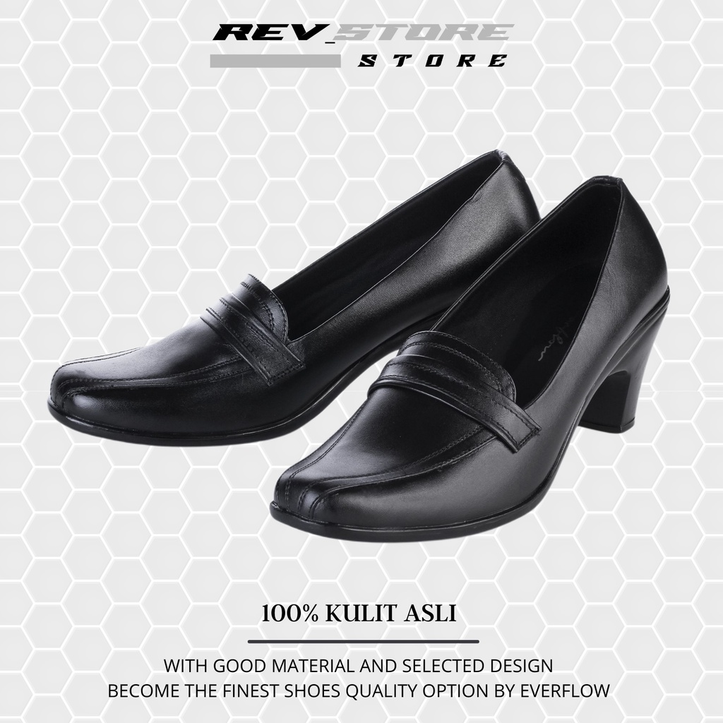 REV STORE - Sepatu Kerja LEONA Kulit Asli Formal Wanita Hak 4cm / Sepatu Pantofel Wanita