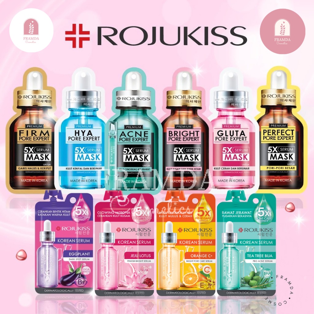 ❣️FRAMDA❣️ROJUKISS Premium Sheet Mask 25ml, Korean Serum 8ml | sheetmask masker serum wajah Made in 