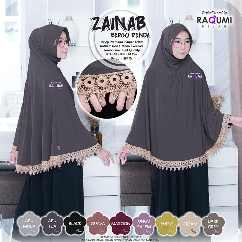 Zainab Bergo Renda By Original Raqumi Hijab