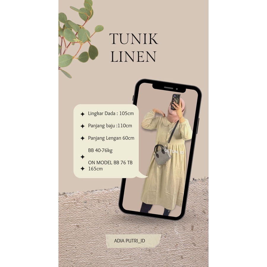 Long Tunik Fashion Wanita Terbaru Gamis Linen