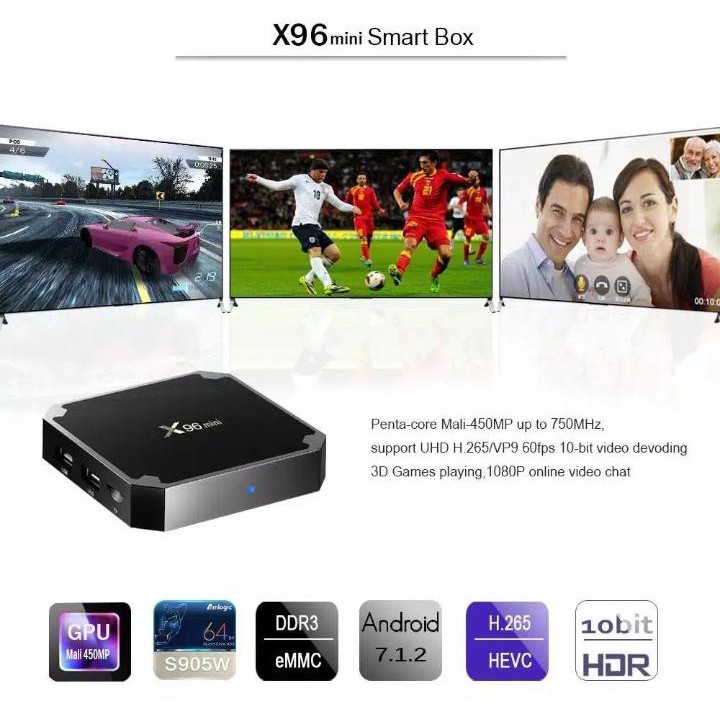 X96 Mini TV BOX Quad Core Android 7.1 Box WiFi HDMI RAM 2GB