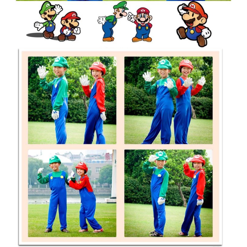 BAJU ONESIE KOSTUM SUPER MARIO LUIGI ANAK DEWASA PIYAMA BAJU TIDUR COSPLAY KIGURUMI