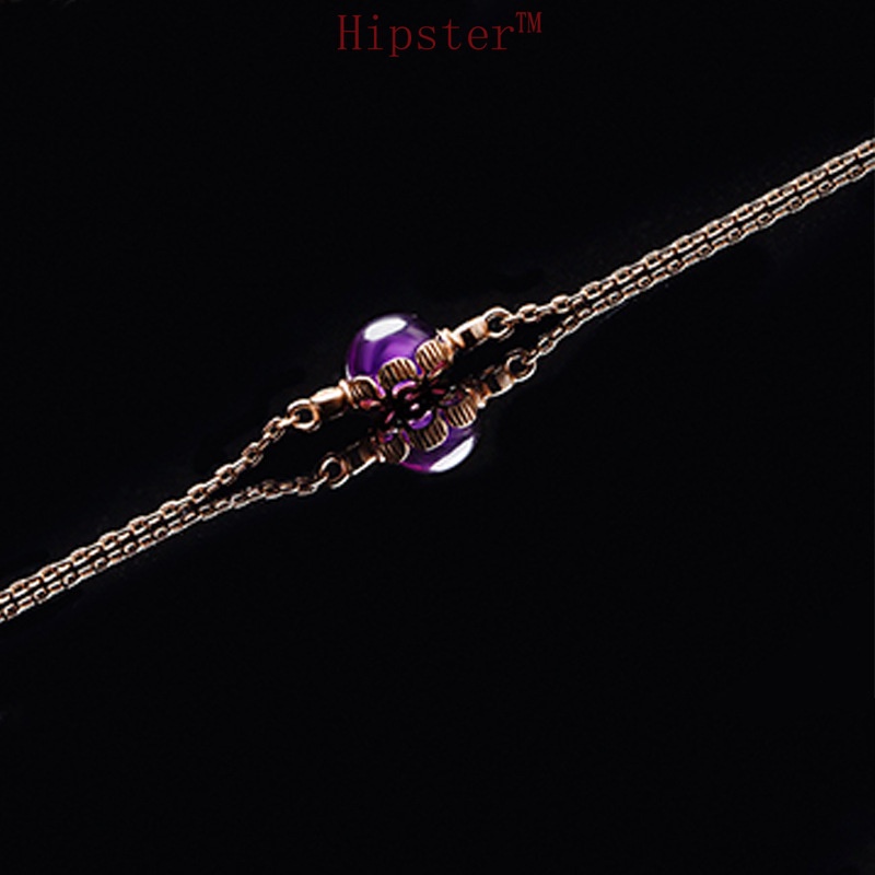 Hot Sale Stylish round New Natural Purple Gemstone Rose Gold Bracelet