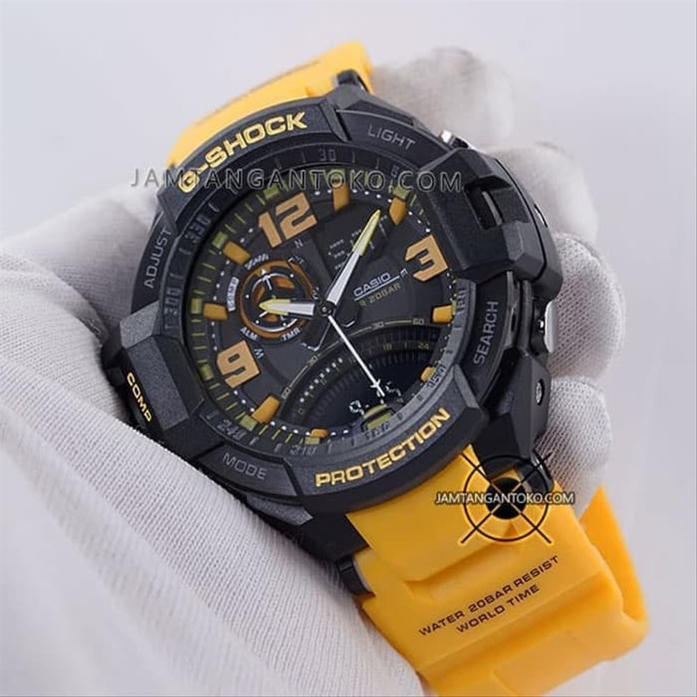 Promo Jam G Shock GA-1000-9B Aviation Series Strap Kuning ORI BM Terlaris