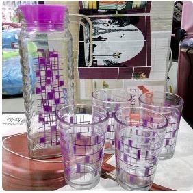 Teko Set Kim Glass 5pcs 1pitcher 4gelas Sesuai Gambar