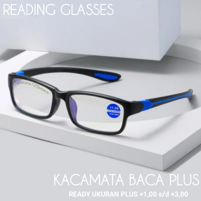 Kacamata Baca Plus Sporty Pria/Wanita, Kacamata Plus Rabun Dekat, Frame Kacamata Baca Anti Radiasi