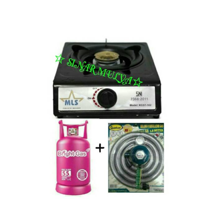Kompor mls + selang regulator quantum + tabung 5.5kg