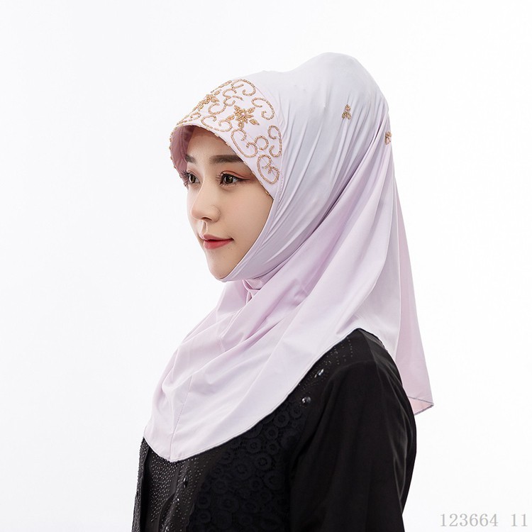 ۞❡ﺴJilbab wanita Malaysia jilbab manik-manik buatan tangan Asia Tenggara Jilbab nyaman Muslim Indone