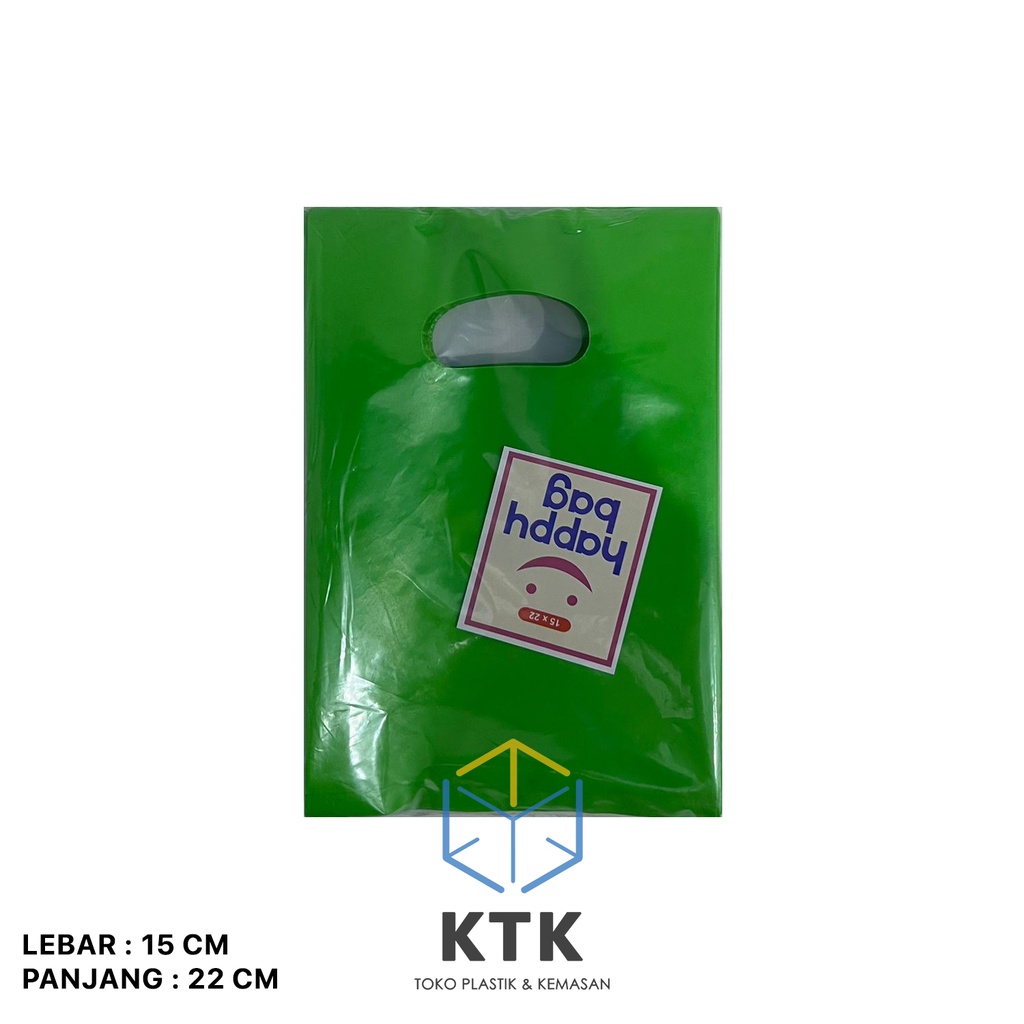 Kantong Plastik HD Plong Oval 15x22 Tebal *50 / Happy Bag Warna
