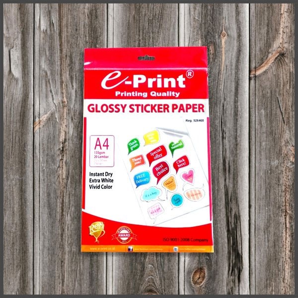 

Kertas Glossy Sticker Paper E-Print A4 [Ecer]