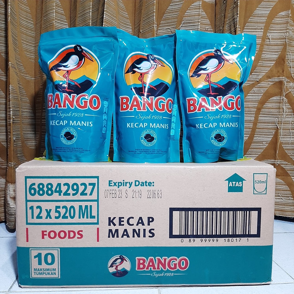 

1 Karton / Dus Kecap Manis Bango 520mL Kemasan Pouch Refill Isi 12Pcs